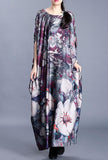Oversized 100% Silk A-line Floral Maxi Dress