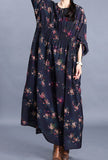 Oversized Dolman Sleeve Floral Print Maxi Dress