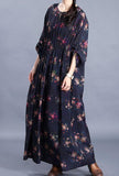 Oversized Dolman Sleeve Floral Print Maxi Dress