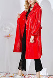 Patent Leather Shiny Mid-length Loose Coat
