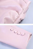 Pink Leather V-neck Bodycon Mini Dress