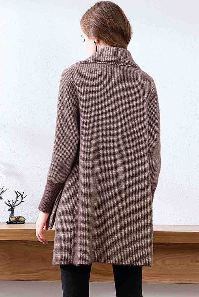Plaid Loose Long Sleeve Lapel Mid-length Coat