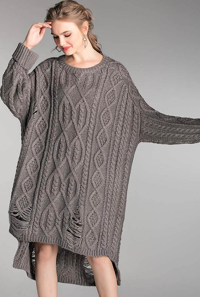 Plus Size Loose Mid-length Twist Sweater