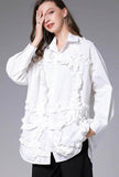 Plus Size Oversized Lace Decoration Long Sleeve Blouse