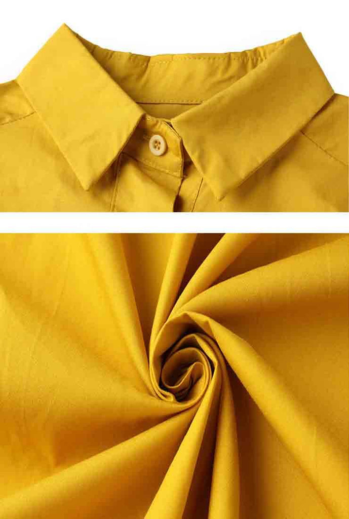 Plus Size Oversized Solid Color Shirt Midi Dress