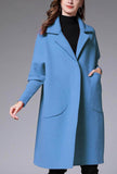 Plus Size Solid Color Lapel Collar Woolen Coat
