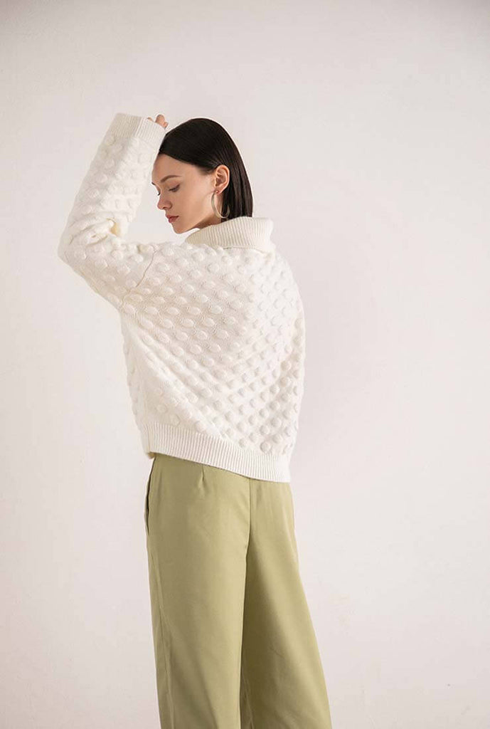 Polka Dot Casual Turtleneck Pullover