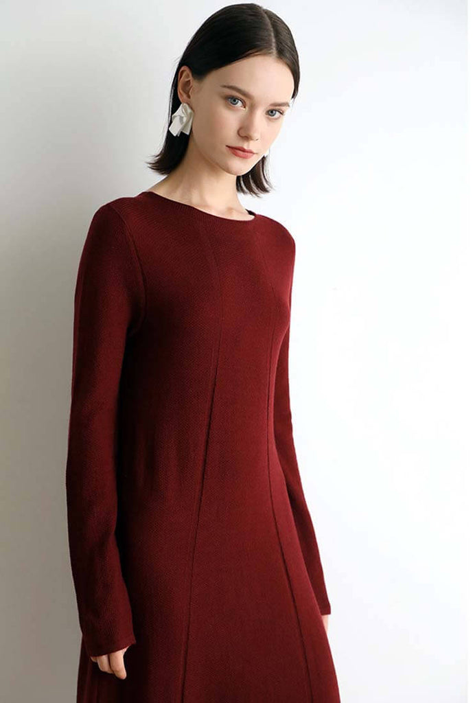 Pullover Sweater Long Sleeve Midi Dress