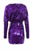 Purple Sequined Bodycon Mini Dress