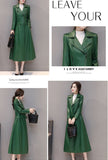 Removable Ankle-length Leather Coat