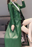 Removable Ankle-length Leather Coat