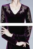 Retro Velvet V-neck Embroidered Maxi Dress