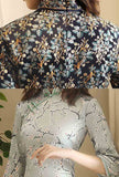 Slim-Fit Floral Print Cheongsam Style Midi Dress