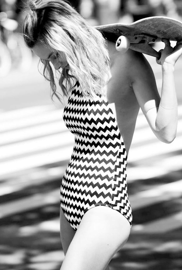 Slimming Stripe Print One-Piece Cover-Up Swim Suit