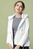 Solid Color A-line Down Hooded Jacket 