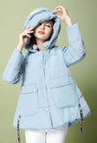 Solid Color A-line Down Hooded Jacket 