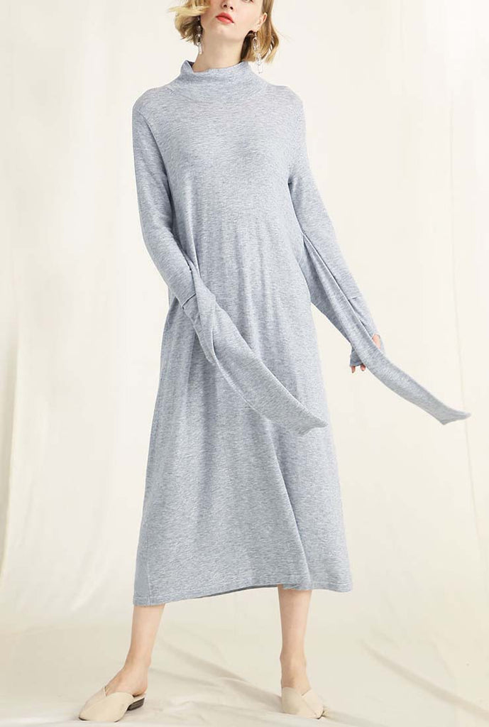 Solid Color Lace Up Wool Knit Sweater Dress