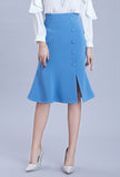 Solid Color Split Waist Slim Fishtail Skirt