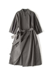 Spring Belted Half-Sleeves Buttonless Mid-Length Coat