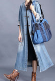 Spring Round Neck Single-breasted Denim Trench Coat
