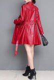 Stand Collar Leather Trench Coat