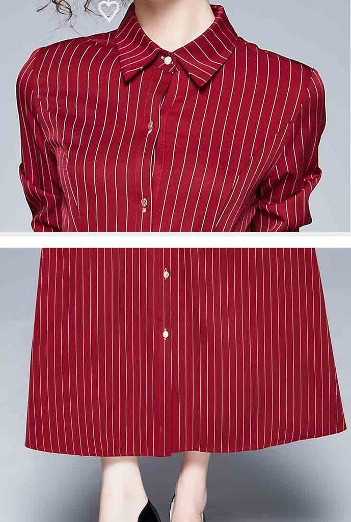 Striped Long Sleeve Shirt Maxi Dress