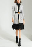 Striped Mid-length Cardigan With Pearl 