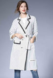 Striped Printed Trench Coat Whit Belt