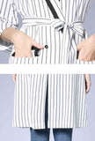 Striped Printed Trench Coat Whit Belt