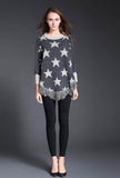 Tassel Star Printed Plus Size Cape Sweater 