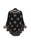 Tassel Star Printed Plus Size Cape Sweater 