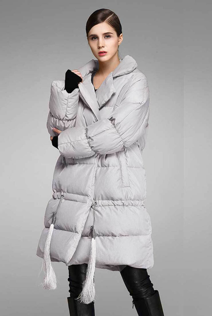 Thicken Loose Fringed Long Down Puffer Jacket