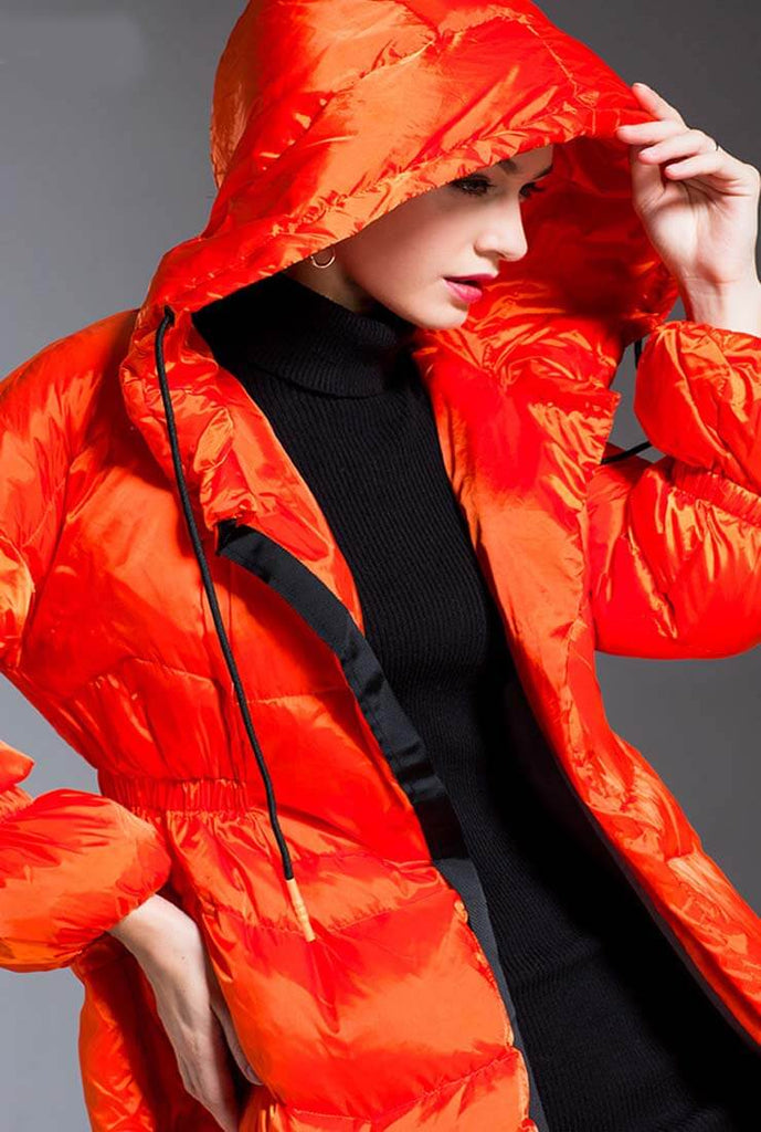 Thicken Mid-length Bright Loose Down Jacket