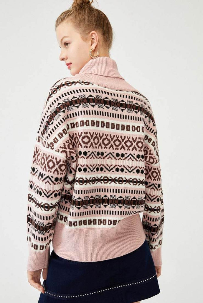 Turtleneck Printed Pattern Pullovers Sweater