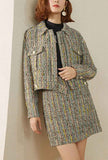 Tweed Bright Silk Jacket And Skirt Two Piece Set