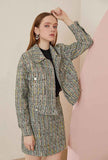 Tweed Bright Silk Jacket And Skirt Two Piece Set