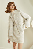 Tweed Flare Sleeve Jacket And Shirt Two Piece Set