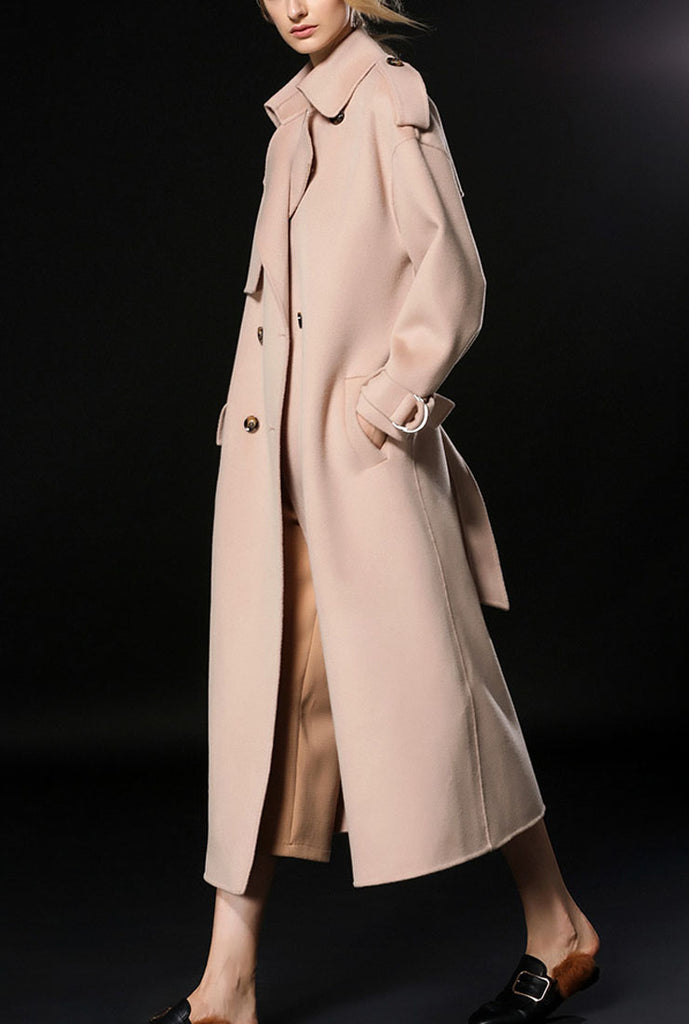 Double-breasted Reversible Cashmere Long Overcoat