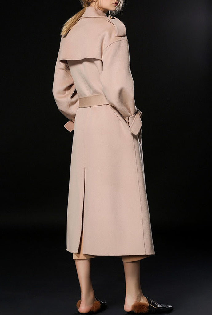Double-breasted Reversible Cashmere Long Overcoat