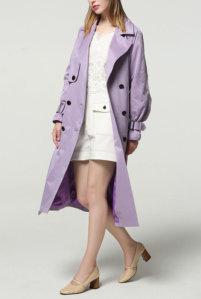 Solid Color Medium Length Loose Trench Coat