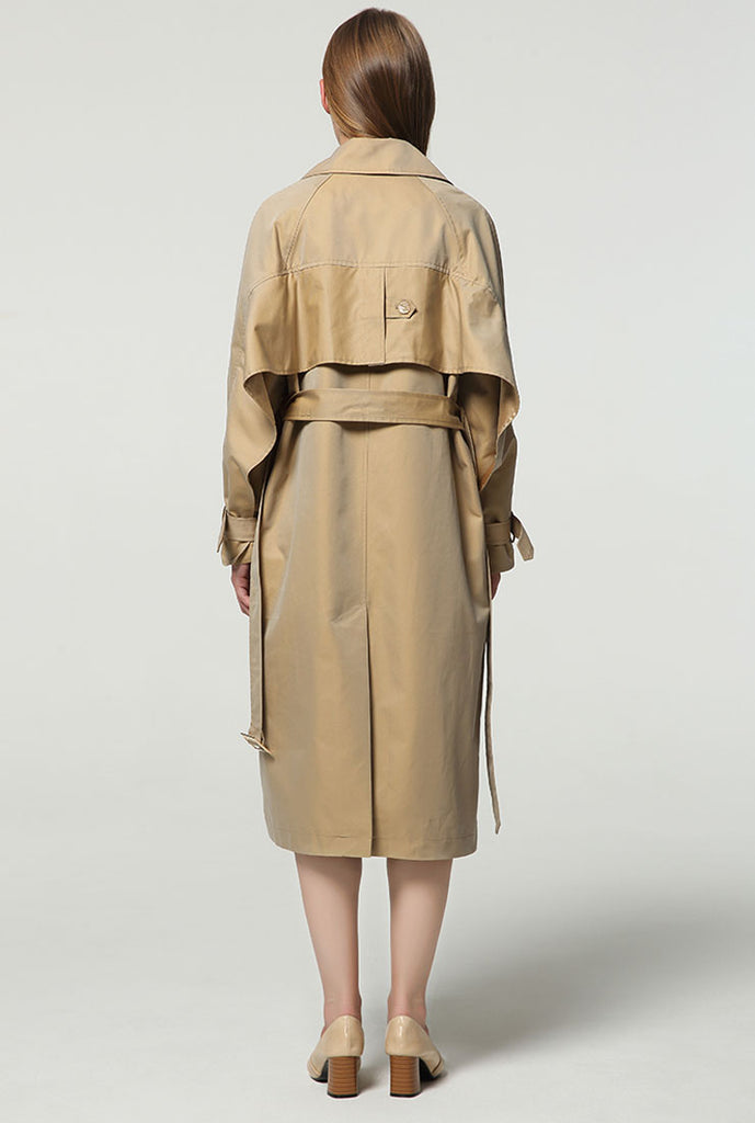 Solid Color Medium Length Loose Trench Coat