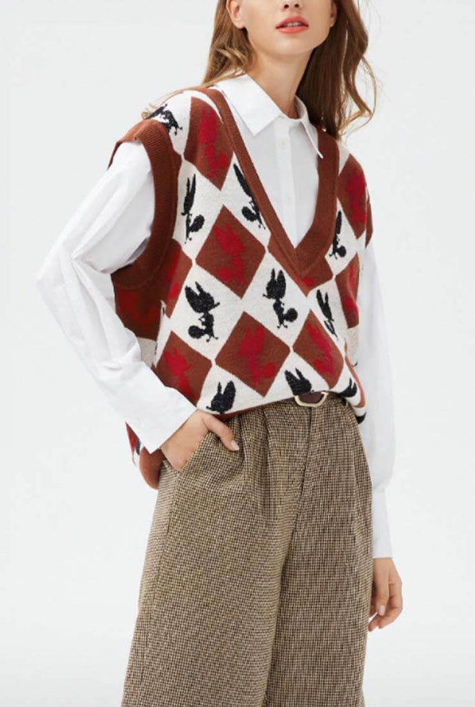  V-neck Sleeveless Pullovers Vest  Sweater