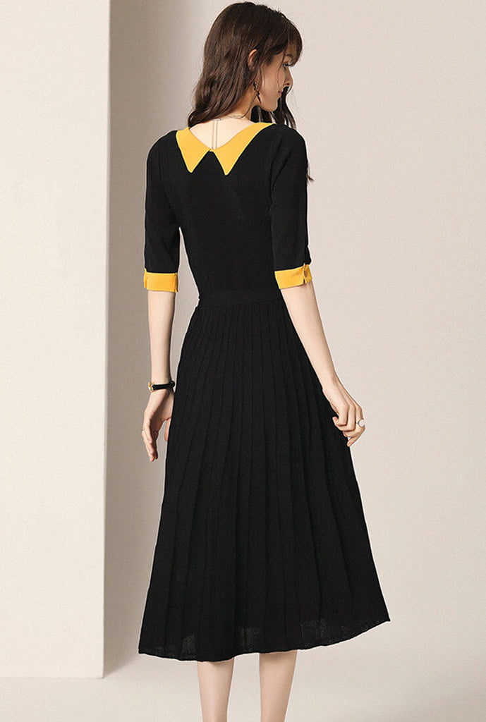 V-neck Slim Waist Long Sweater Dress