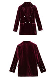 Velvet Deep V-neck Blazer & Straight-Leg Pants Suits