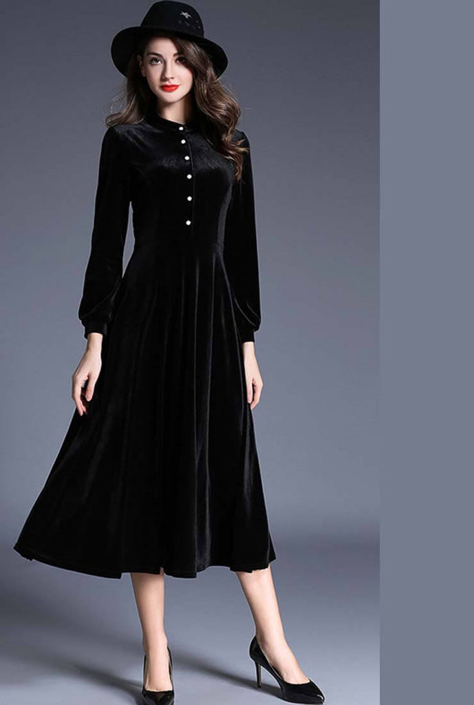 Velvet Lady Long-sleeved Maxi Dress