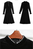 Vinatge Black Velvet High Waist Midi Dress