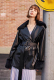 Vintage Black Loose Long Leather Jacket