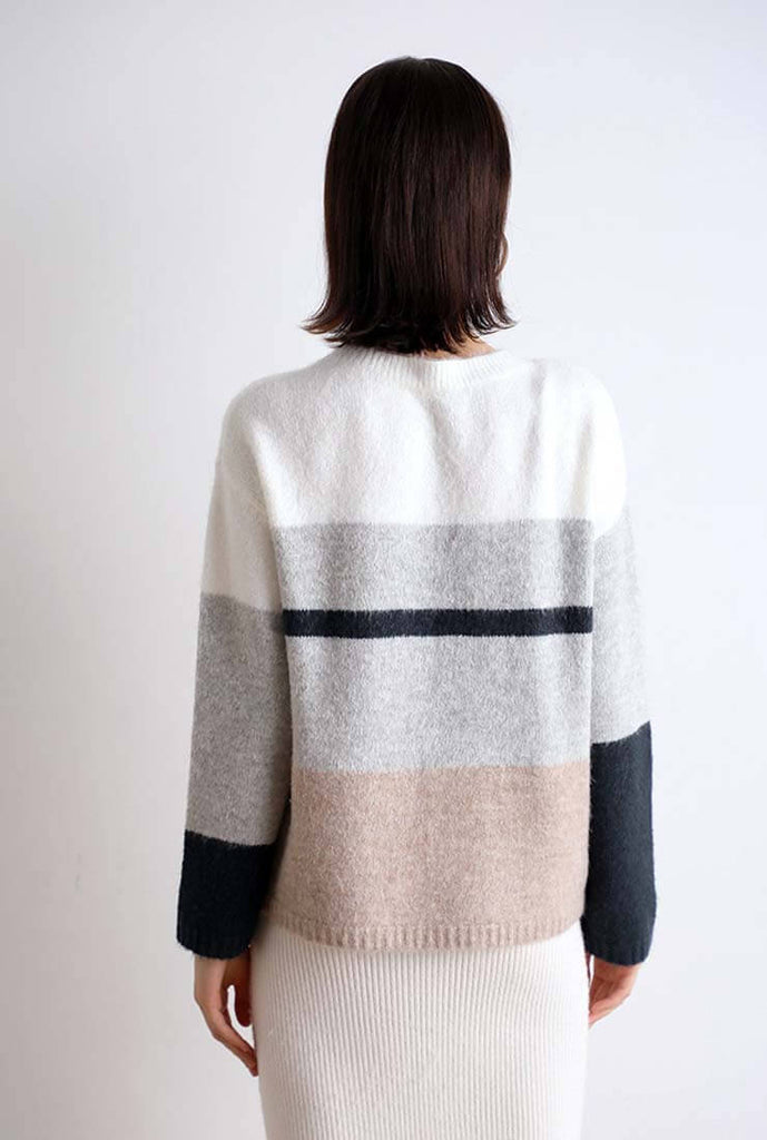 Vintage Color Blocking Pullover Sweater