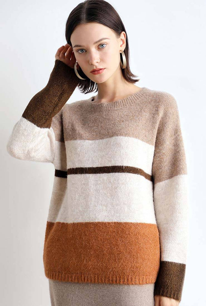 Vintage Color Blocking Pullover Sweater