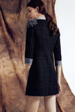 Vintage Cropped Sleeve A-line Black Dress